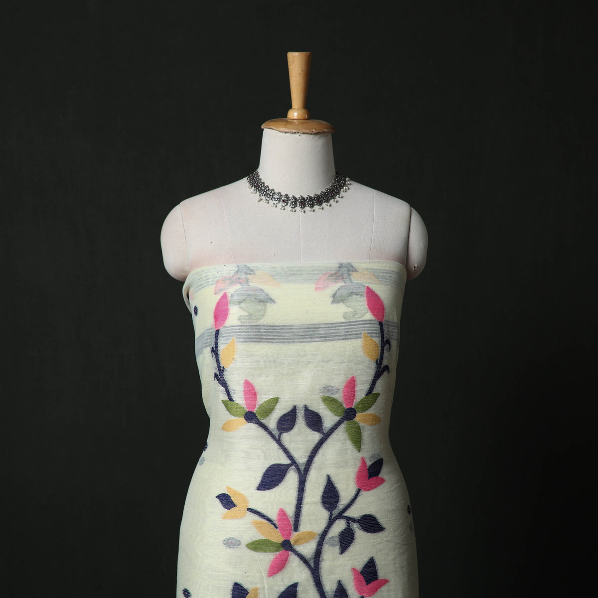 Jamdani Silk Cotton 2pc Unstitched Dress Material Kurta Set 02
