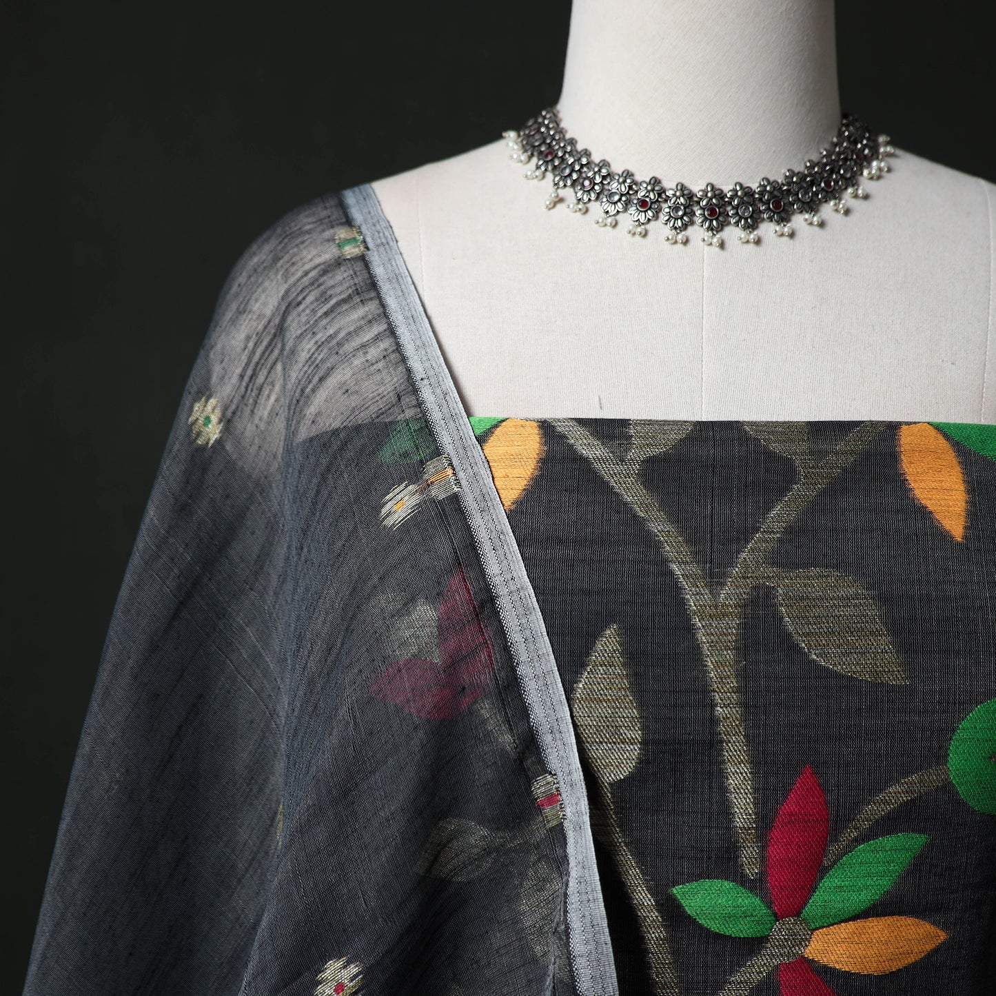 Jamdani Silk Cotton 2pc Unstitched Dress Material Kurta Set 03