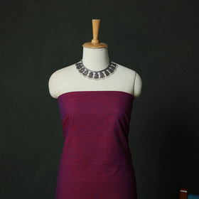 Purple - Dharwad Cotton 3pc Unstitched Dress Material Suit Set with Woven Zari Border 12