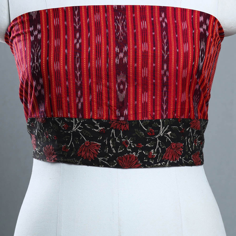 Red - Rangoli Cotton Sambalpuri Ikat Blouse Material 23