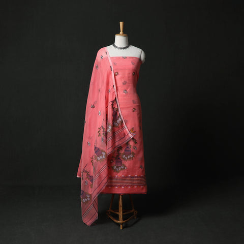 Jamdani Silk Cotton 2pc Unstitched Dress Material Kurta Set 04
