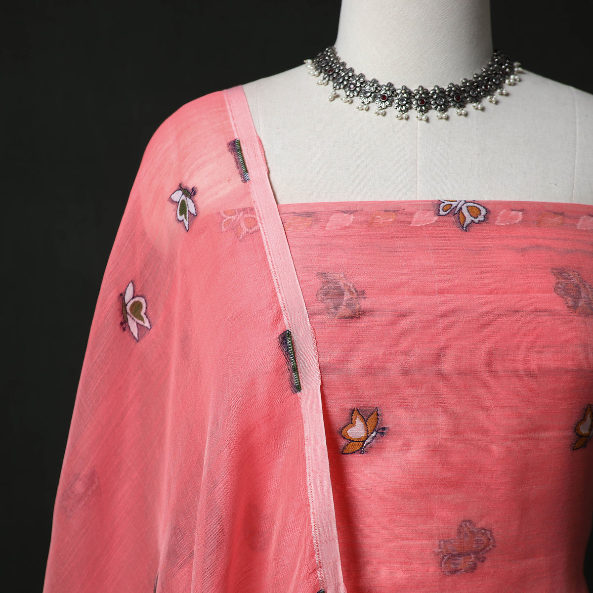 Jamdani Silk Cotton 2pc Unstitched Dress Material Kurta Set 04