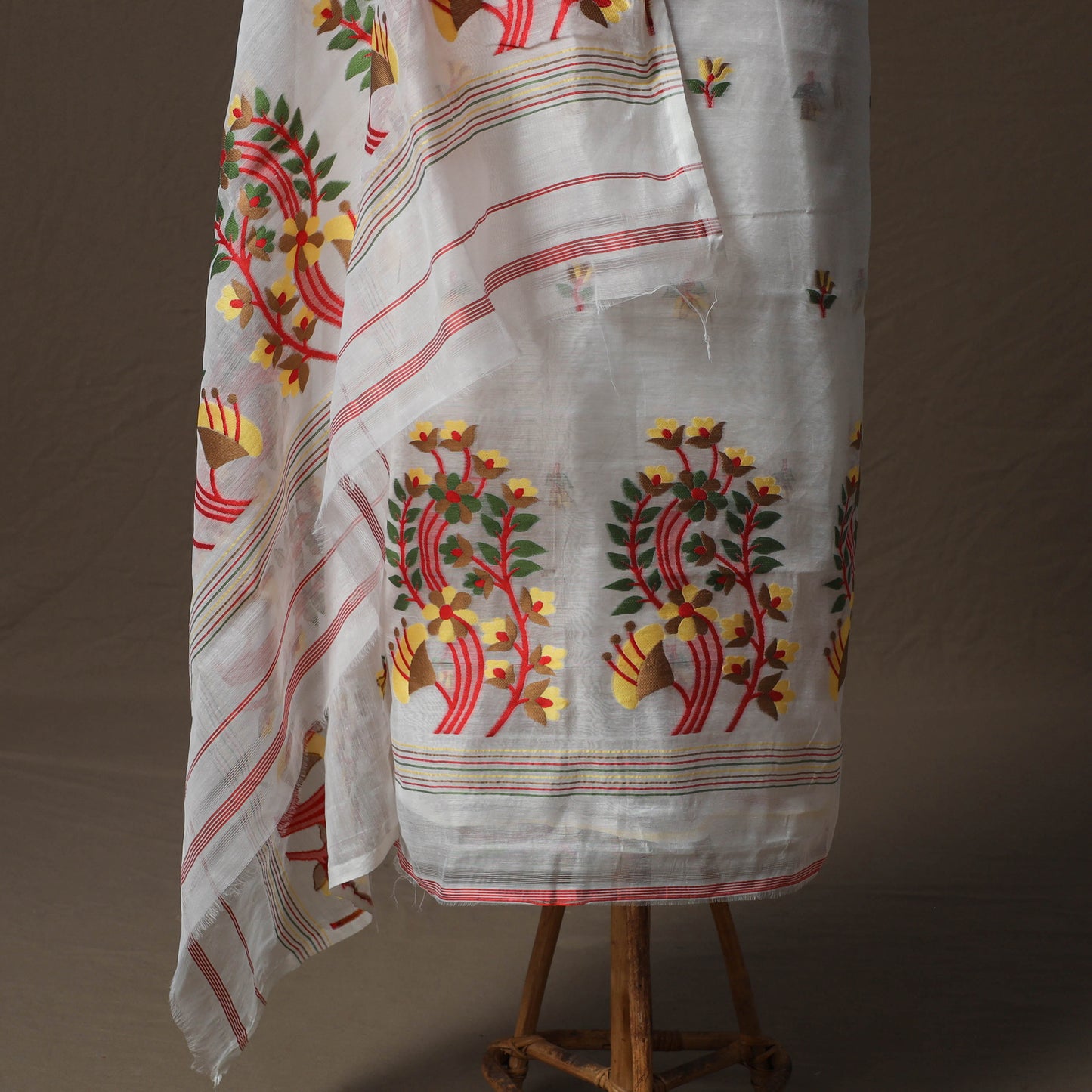 Phulia Jamdani Silk Cotton 2pc Unstitched Dress Material Kurta Set 14