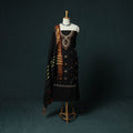 Black - Ilkal Kasuti Embroidery Cotton 3pc Unstitched Dress Material Suit Set 31