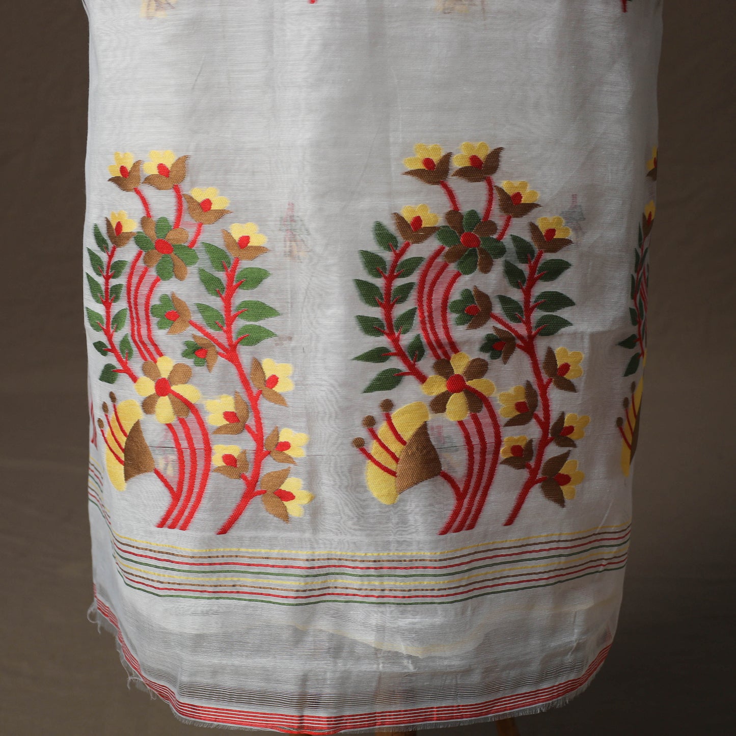 Phulia Jamdani Silk Cotton 2pc Unstitched Dress Material Kurta Set 14