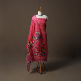Phulia Jamdani Silk Cotton 2pc Unstitched Dress Material Kurta Set 15