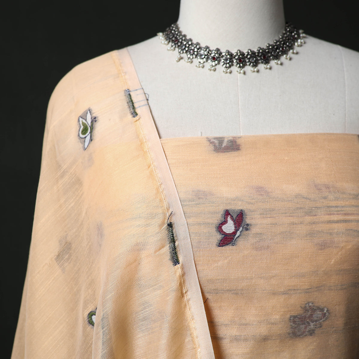 Jamdani Silk Cotton 2pc Unstitched Dress Material Kurta Set 05