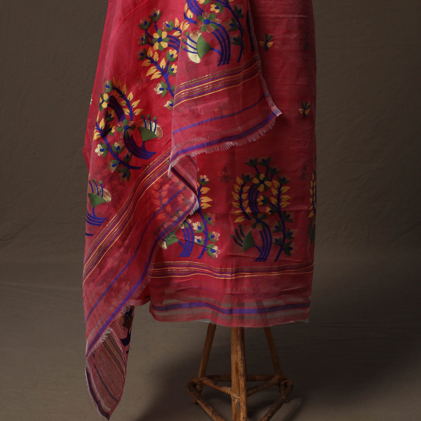 Phulia Jamdani Silk Cotton 2pc Unstitched Dress Material Kurta Set 15