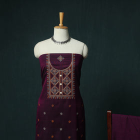 Ilkal Kasuti Embroidery Cotton 3pc Unstitched Dress Material Suit Set 32