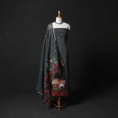 Jamdani Silk Cotton 2pc Unstitched Dress Material Kurta Set 06
