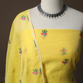 Phulia Jamdani Silk Cotton 2pc Unstitched Dress Material Kurta Set 16