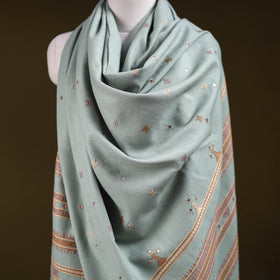 Kutch Bhujodi Handwoven Mirror Work Acrylic Wool Shawl 104