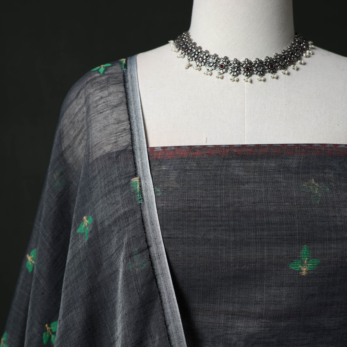 Jamdani Silk Cotton 2pc Unstitched Dress Material Kurta Set 06