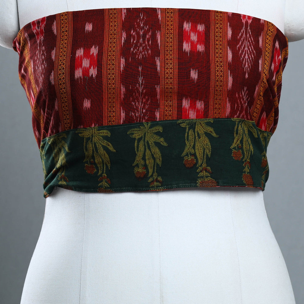 Maroon - Rangoli Cotton Sambalpuri Ikat Blouse Material 12