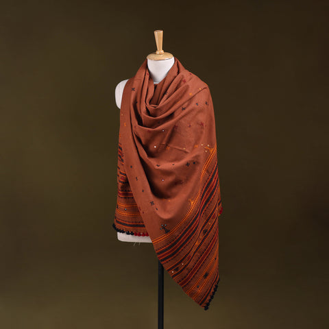 Kutch Bhujodi Handwoven Mirror Work Acrylic Wool Shawl 105