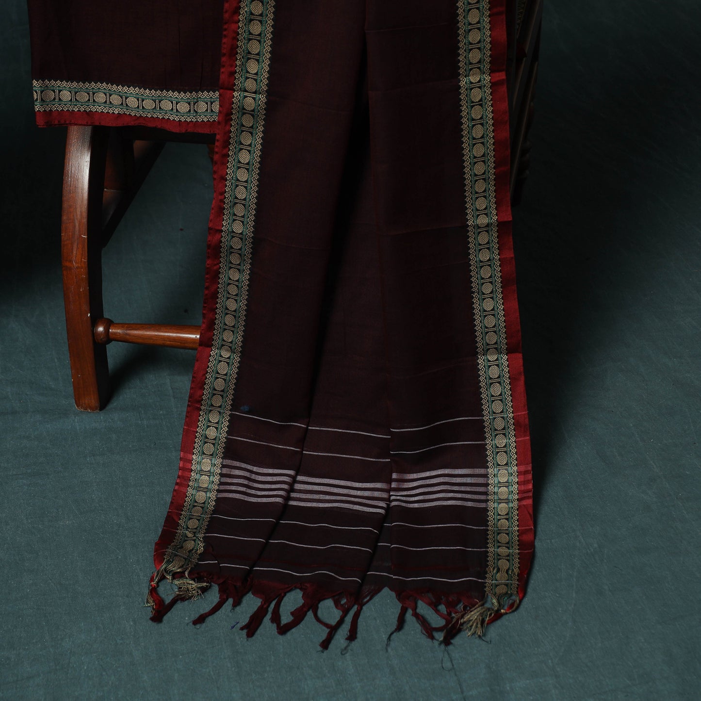 Ilkal Kasuti Embroidery Cotton 3pc Unstitched Dress Material Suit Set 33
