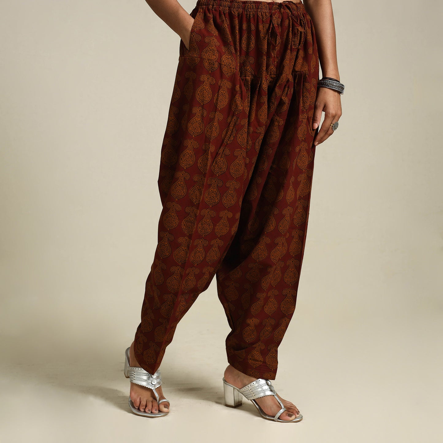 Maroon Bagh Block Print Natural Dyed Cotton Salwar