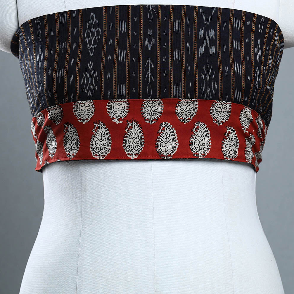 Black - Rangoli Cotton Sambalpuri Ikat Blouse Material 14