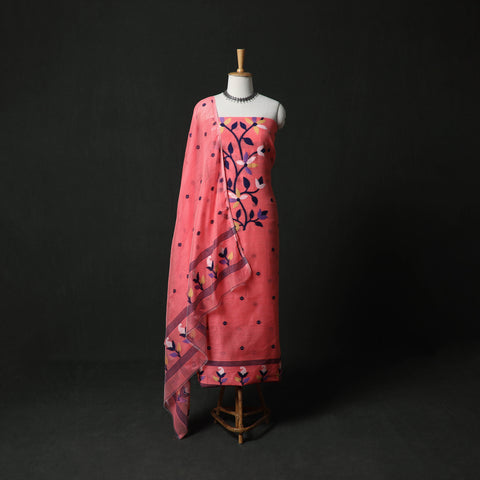 Jamdani Silk Cotton 2pc Unstitched Dress Material Kurta Set 07