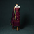 Purple - Ilkal Kasuti Embroidery Cotton 3pc Unstitched Dress Material Suit Set 34