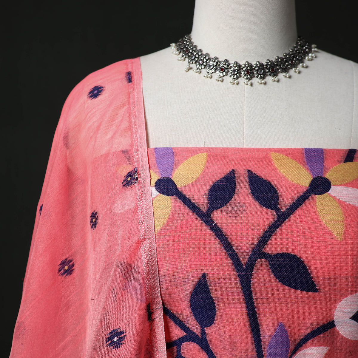Jamdani Silk Cotton 2pc Unstitched Dress Material Kurta Set 07