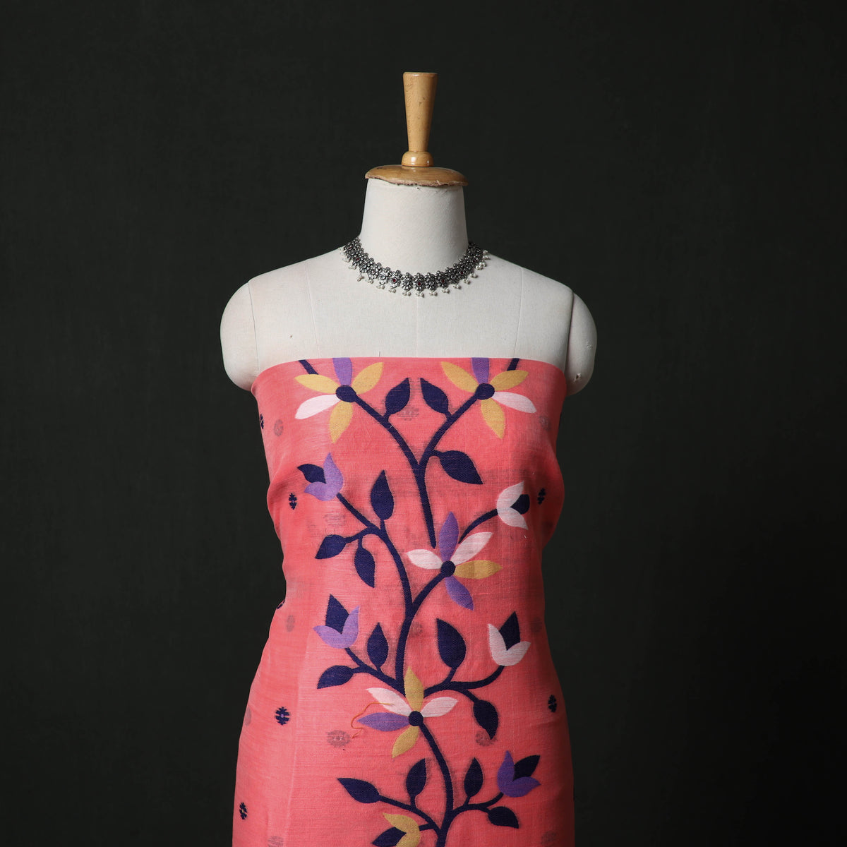 Jamdani Silk Cotton 2pc Unstitched Dress Material Kurta Set 07