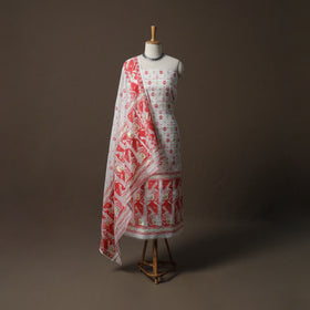 Phulia Jamdani Silk Cotton 2pc Unstitched Dress Material Kurta Set 18
