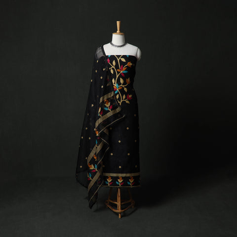 Jamdani Silk Cotton 2pc Unstitched Dress Material Kurta Set 08