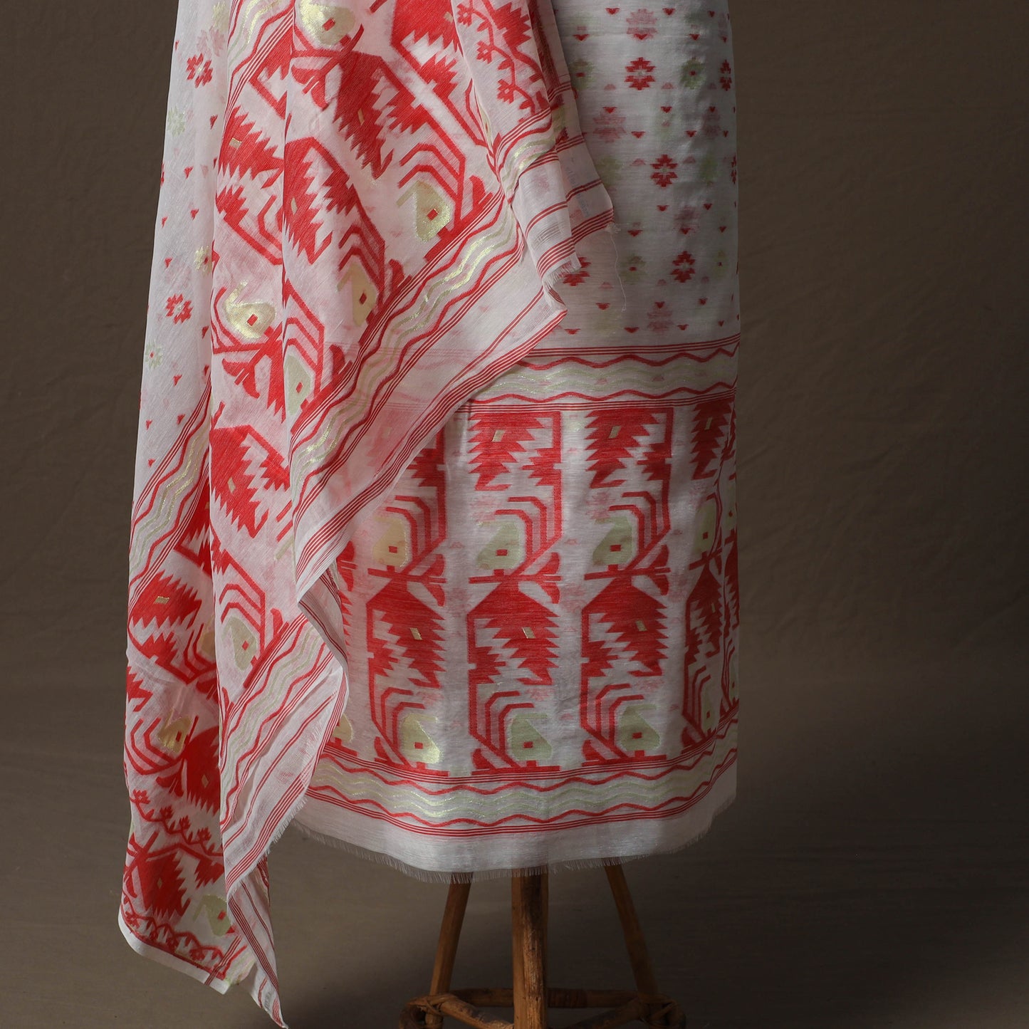 Phulia Jamdani Silk Cotton 2pc Unstitched Dress Material Kurta Set 18