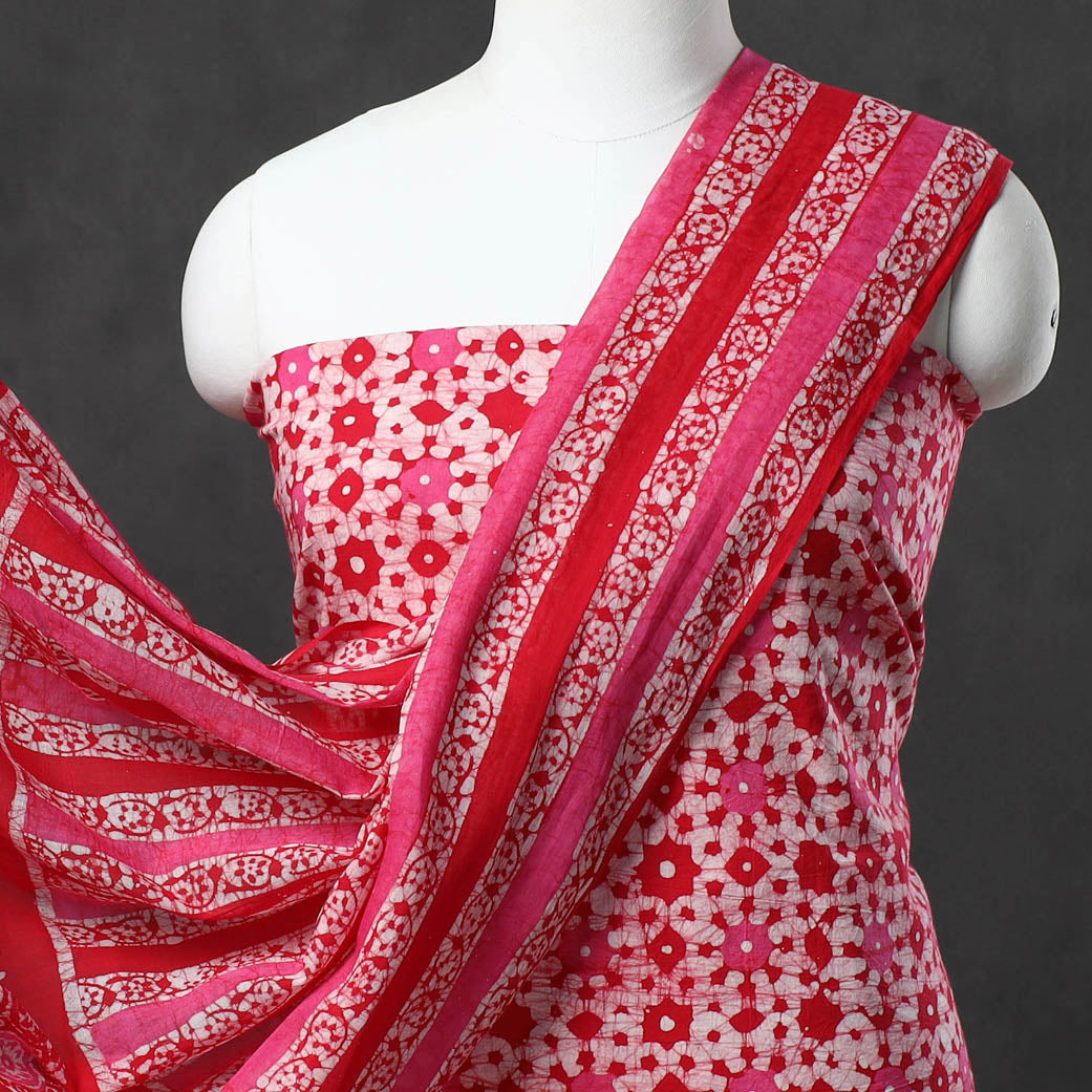 Pink - Kutch Print Cotton 3pc Batik Dress Material 73