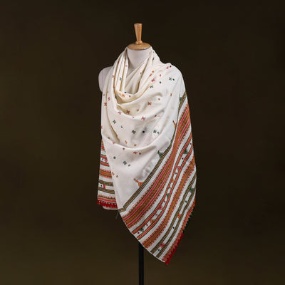 Kutch Bhujodi Handwoven Mirror Work Acrylic Wool Shawl 107