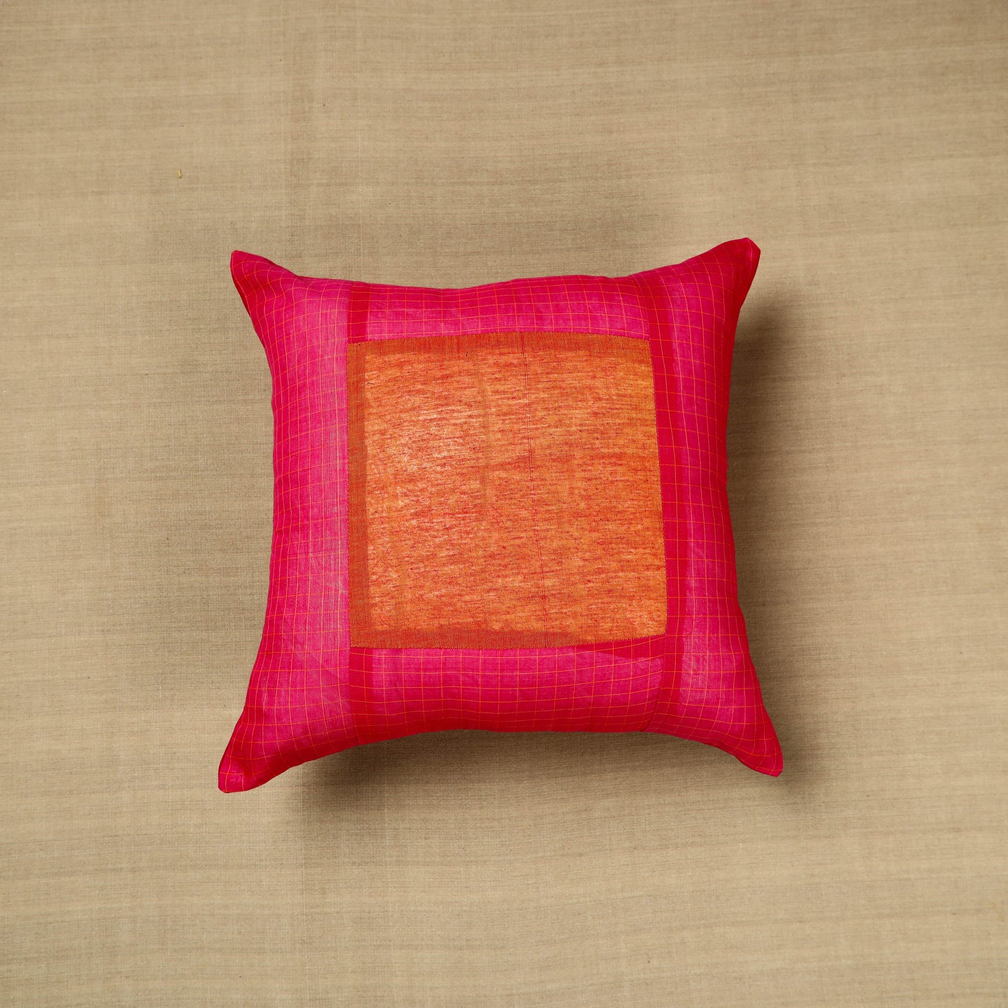 Pink - Kanchipuram Patchwork Cushion Cover 25