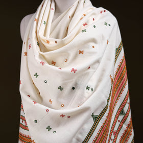 Kutch Bhujodi Handwoven Mirror Work Acrylic Wool Shawl 107