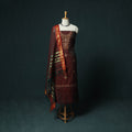 Maroon - Ilkal Kasuti Embroidery Cotton 3pc Unstitched Dress Material Suit Set 35