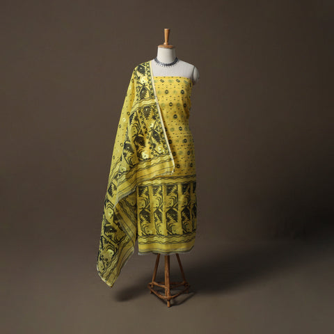 Phulia Jamdani Silk Cotton 2pc Unstitched Dress Material Kurta Set 20