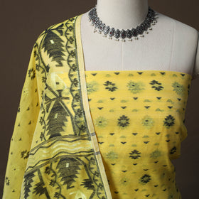 Phulia Jamdani Silk Cotton 2pc Unstitched Dress Material Kurta Set 20
