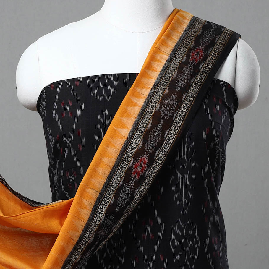 Black - 3pc Ikat Cotton Handloom Sambalpuri Dress Material 03