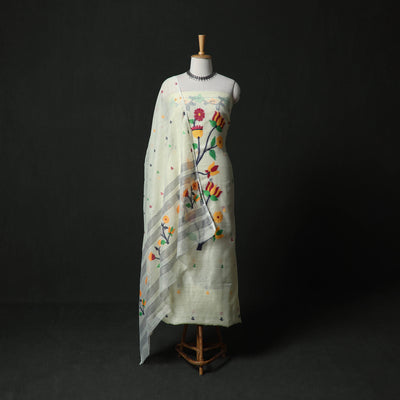 Jamdani Silk Cotton 2pc Unstitched Dress Material Kurta Set 10