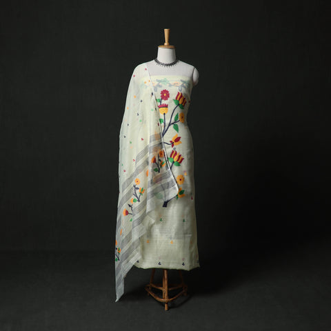 Jamdani Silk Cotton 2pc Unstitched Dress Material Kurta Set 10