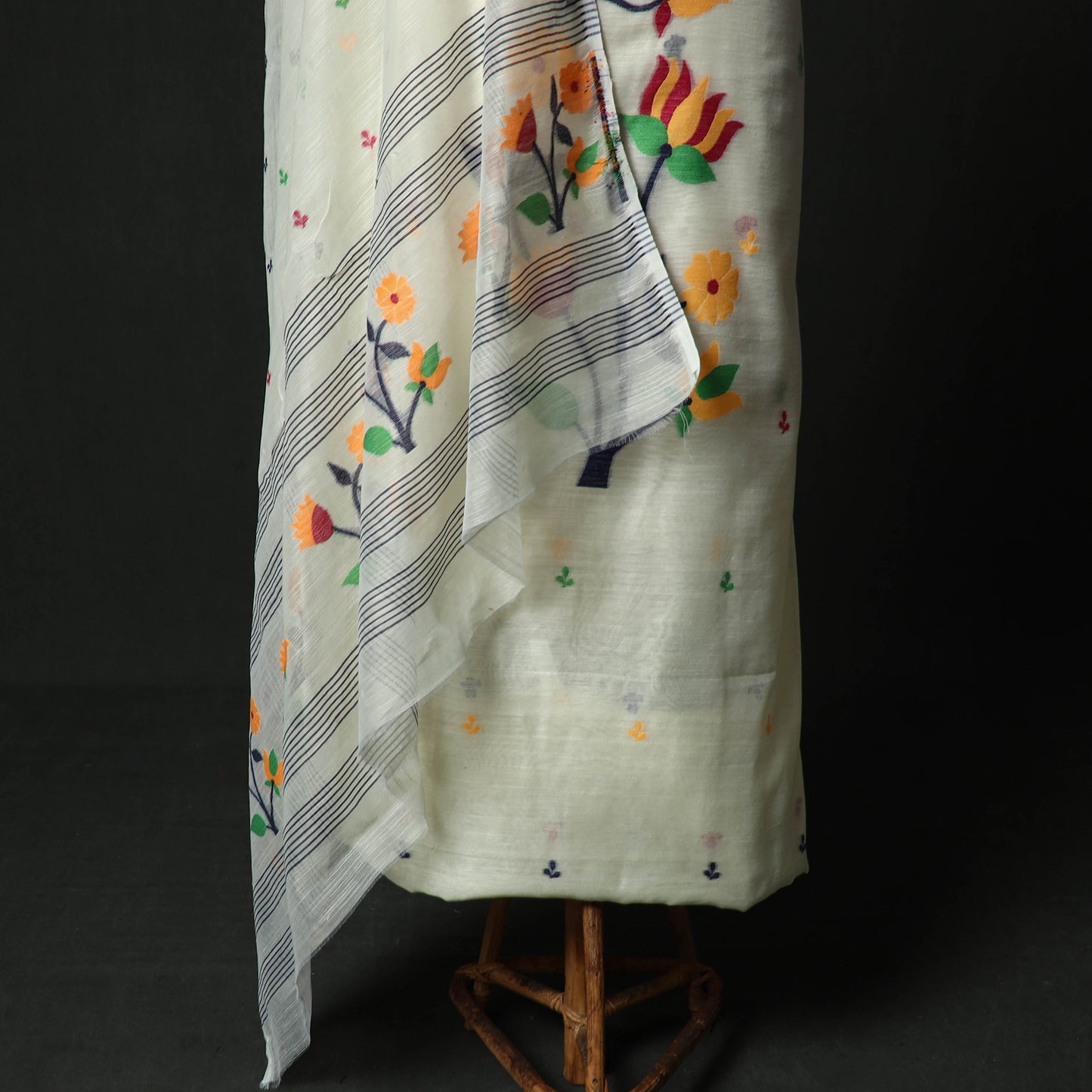 Jamdani Silk Cotton 2pc Unstitched Dress Material Kurta Set 10