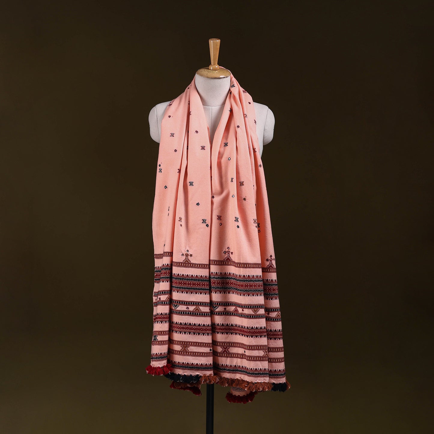 Kutch Bhujodi Handwoven Mirror Work Acrylic Wool Shawl 108