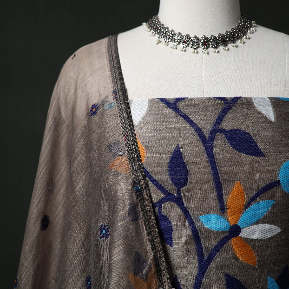 Jamdani Silk Cotton 2pc Unstitched Dress Material Kurta Set 11