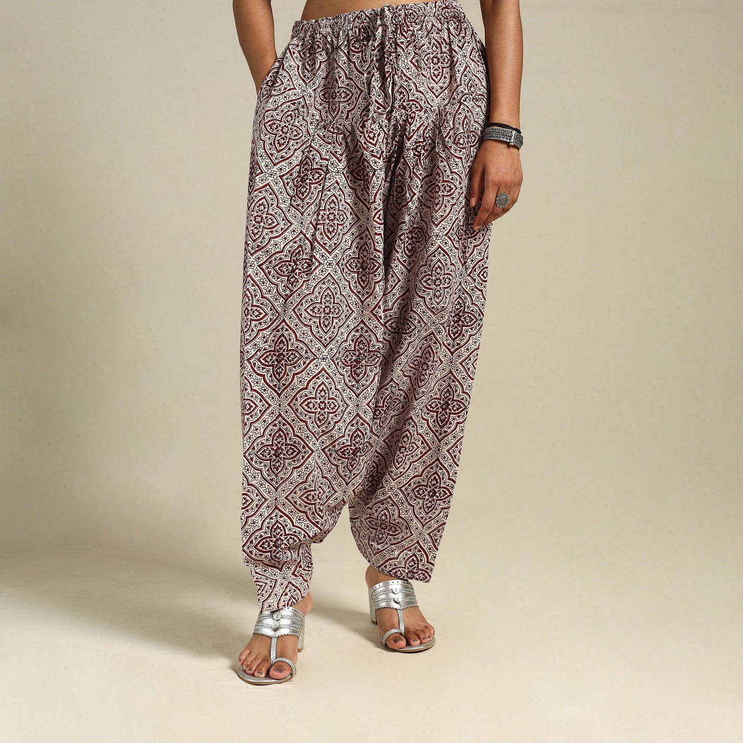 White Bagh Block Print Natural Dyed Cotton Salwar