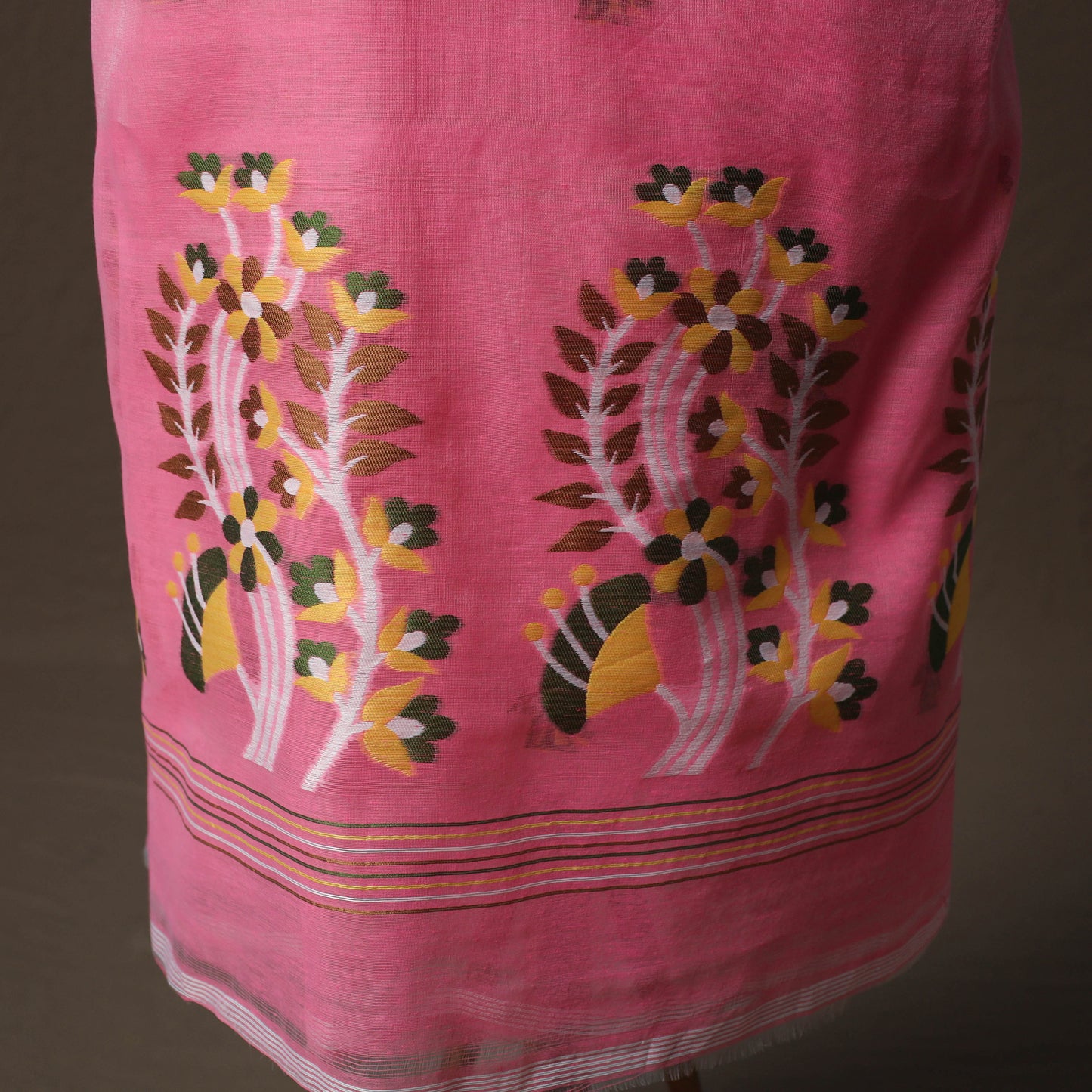 Phulia Jamdani Silk Cotton 2pc Unstitched Dress Material Kurta Set 22