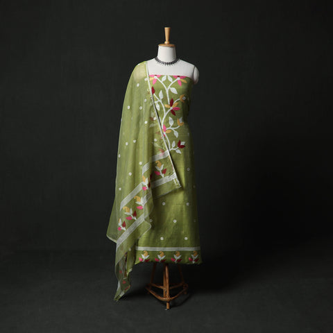 Jamdani Silk Cotton 2pc Unstitched Dress Material Kurta Set 12