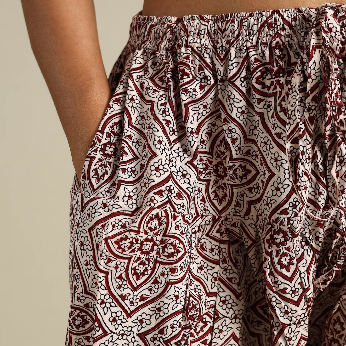 White Bagh Block Print Natural Dyed Cotton Salwar