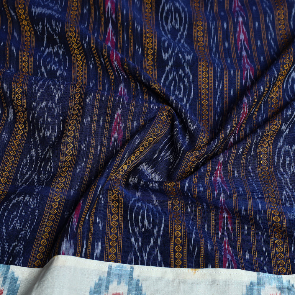 Blue - Rangoli Cotton Sambalpuri Ikat Blouse Material 18