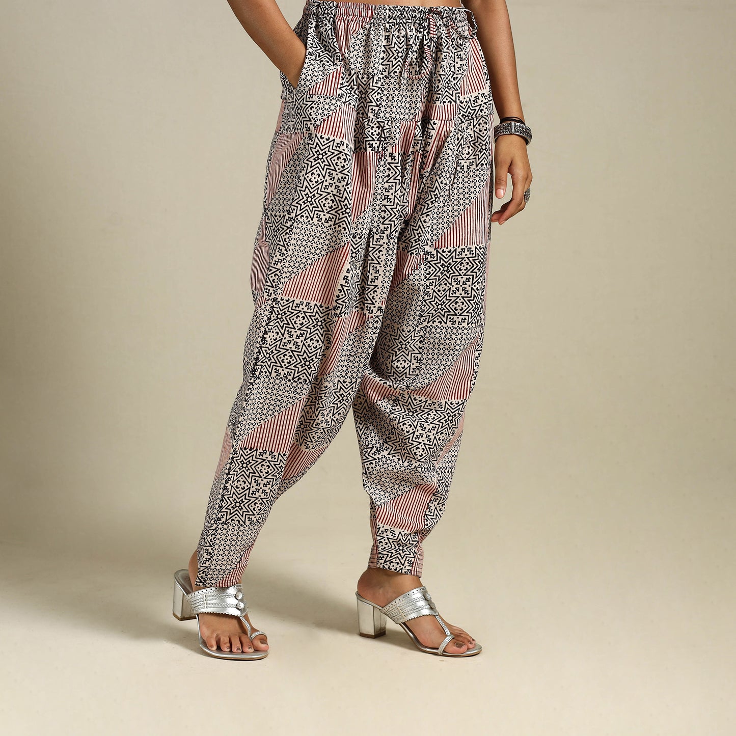 White Bagh Block Print Natural Dyed Cotton Salwar