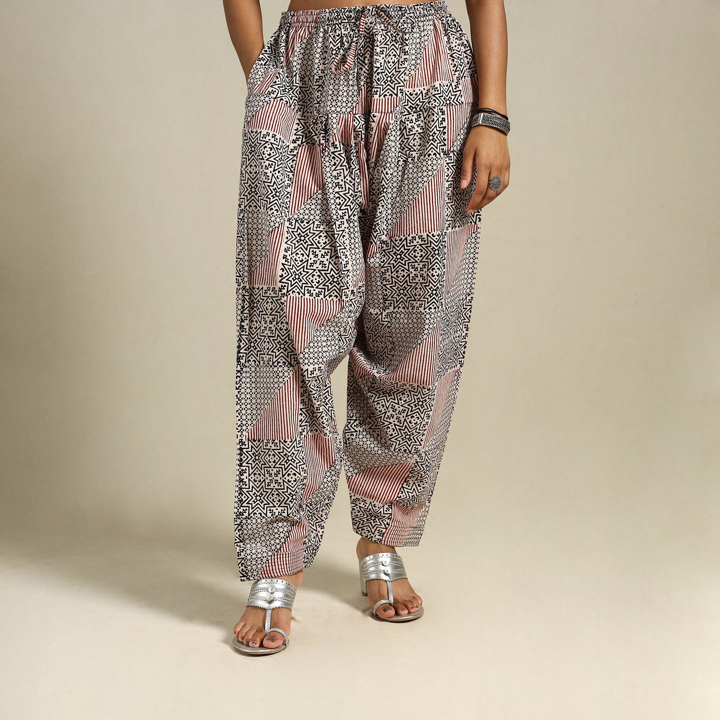 White Bagh Block Print Natural Dyed Cotton Salwar