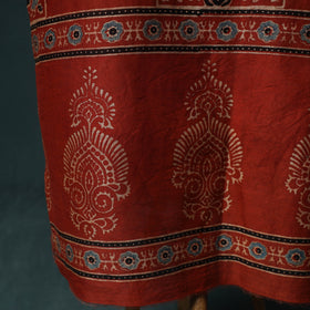 Red - Ajrakh Hand Block Print Chanderi Silk Natural Dyed 2pc Unstitched Dress Material Kurta Set 01